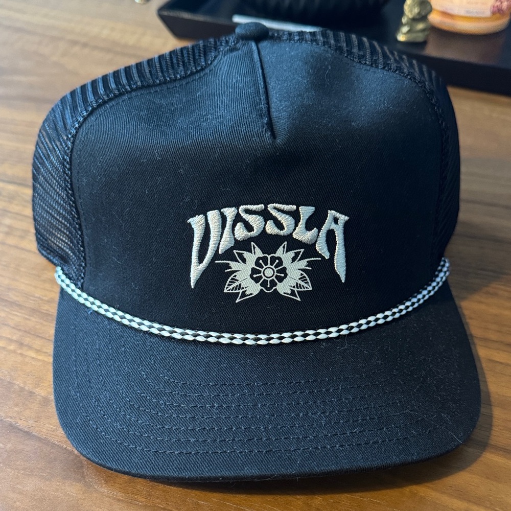 VISSLA Black Cap with White Logo